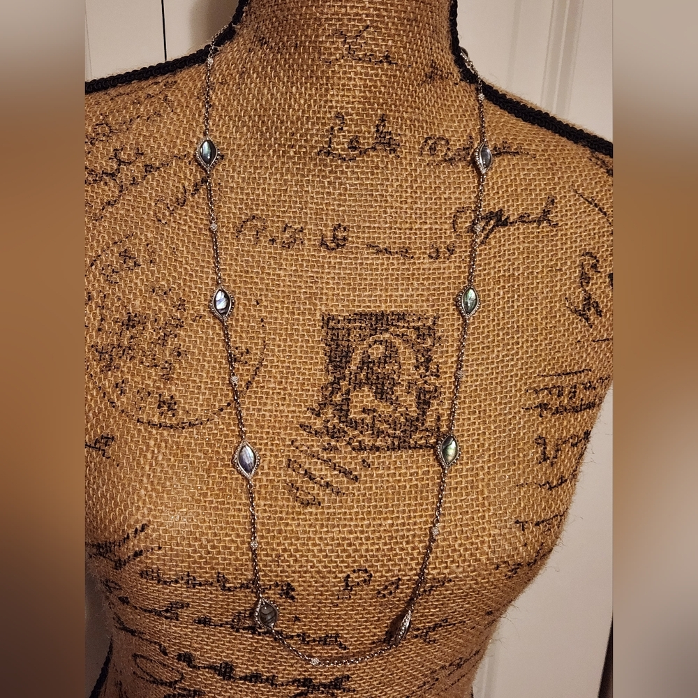LAGOS Women's Silver Abalone Station Necklace - Iridescent Blue-Green-36"